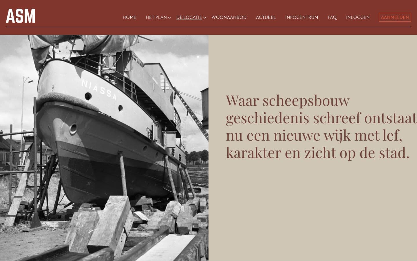 Screenshot van asmarnhem.nl/de-locatie/historie: een foto uit het archief